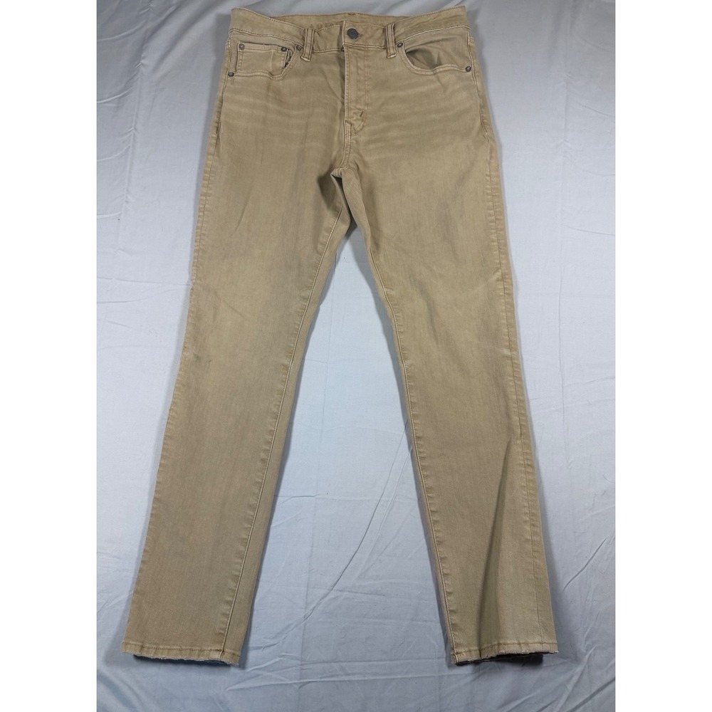 American Eagle Airflex+ Slim Straight Jeans Mens 34x32 Tan Khaki Stretch Pants